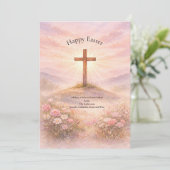 Watercolor Wooden Cross Alleluia Happy Easter シーズンカード (スタンド正面)
