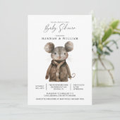 Watercolor Woodland Animal Mouse Baby Shower 招待状 (スタンド正面)