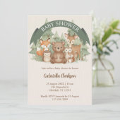 Watercolor Woodland Animals Baby Shower 招待状 (スタンド正面)