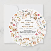  Watercolor Woodland Animals Baby Shower 招待状 (正面)