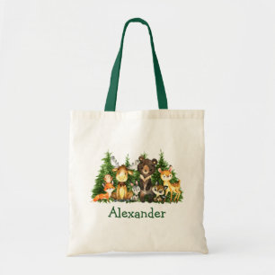 Watercolor Woodland Animals Forest Trees トートバッグ