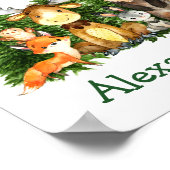 Watercolor Woodland Animals Forest Trees ポスター (角)