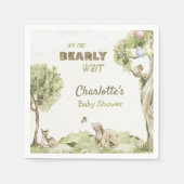 Watercolor Woodland Bearly Wait Baby Shower スタンダードカクテルナプキン (正面)