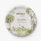 Watercolor Woodland Bearly Wait Forest Theme ペーパープレート (正面)