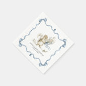 Watercolor Woodland Blue Bow Squirrel Baby Shower スタンダードカクテルナプキン (角)