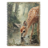 Watercolor Woodland Deer Nature ノートブック (正面)