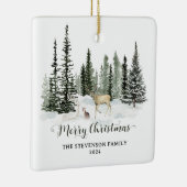 Watercolor Woodland Merry Christmas Photo セラミックオーナメント (右)