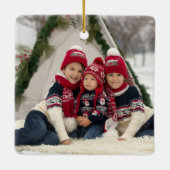 Watercolor Woodland Merry Christmas Photo セラミックオーナメント (裏面)