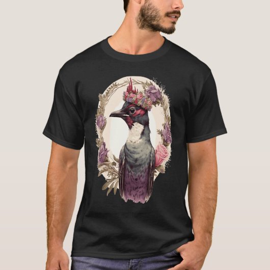 Watercolor Woodpecker Bird Flower Crown Pet Birds Tシャツ (正面)