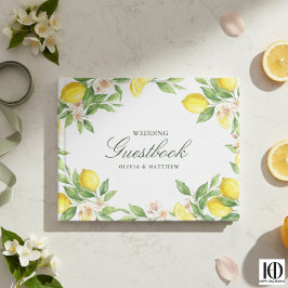 Watercolor Wreath Mediterranean Citrus Wedding ゲストブック