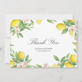 Watercolor Wreath Mediterranean Citrus Wedding サンキューカード