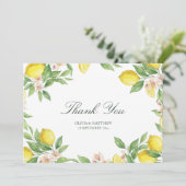 Watercolor Wreath Mediterranean Citrus Wedding サンキューカード (スタンド正面)