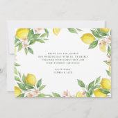 Watercolor Wreath Mediterranean Citrus Wedding サンキューカード (裏面)