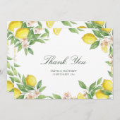 Watercolor Wreath Mediterranean Citrus Wedding サンキューカード (正面/裏面)