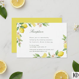 Watercolor Wreath Mediterranean Citrus Wedding 出欠カード