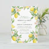 Watercolor Wreath Mediterranean Citrus Wedding 招待状 (スタンド正面)