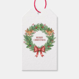 Watercolor Wreath Merry Christmas Gift Tag ギフトタグ