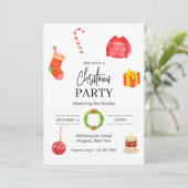 Watercolor Wreath Sock Candy Ball Christmas Party シーズンカード (スタンド正面)
