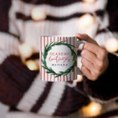 Watercolor wreath & stripe christmas holiday マグカップ