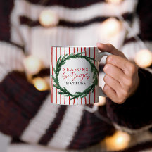 Watercolor wreath & stripe christmas holiday
