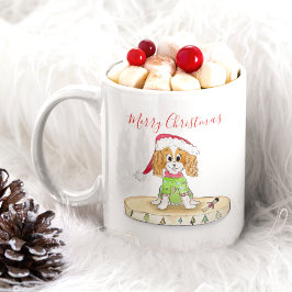 Watercolor Xmas Cavalier King Charles Spaniel  コーヒーマグカップ