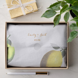 Watercolor Yellow and Green Lemon Citrus Wedding 薄葉紙