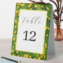 Watercolor Yellow Flora Garden Wedding Table Card