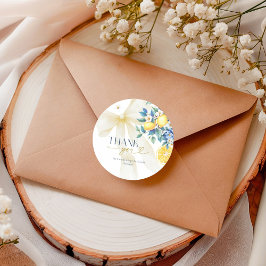 Watercolor Yellow Lemons Ciao Baby Thank You ラウンドシール