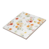 Watercolor Yellow Orange Flowers Floral Pattern タイル (側面)