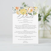 Watercolor Yellow Peach Blooms Wedding Detail  エンクロージャーカード (スタンド正面)