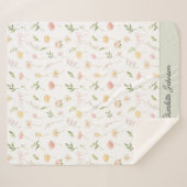 Watercolor Yellow Pink Flower Floral Personalized シェルパブランケット (正面(横))