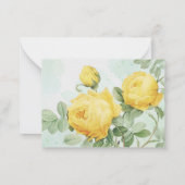 Watercolor Yellow Rose Green Splash ノートカード (裏面)