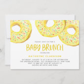Watercolor Yellow Sprinkle Donuts Baby Brunch 招待状 (正面)