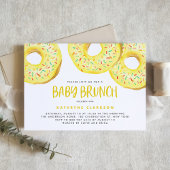Watercolor Yellow Sprinkle Donuts Baby Brunch 招待状