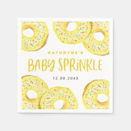 Watercolor Yellow Sprinkle Donuts Baby Sprinkle スタンダードカクテルナプキン