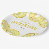 Watercolor Yellow Sprinkle Donuts Baby Sprinkle ペーパープレート (アングル)