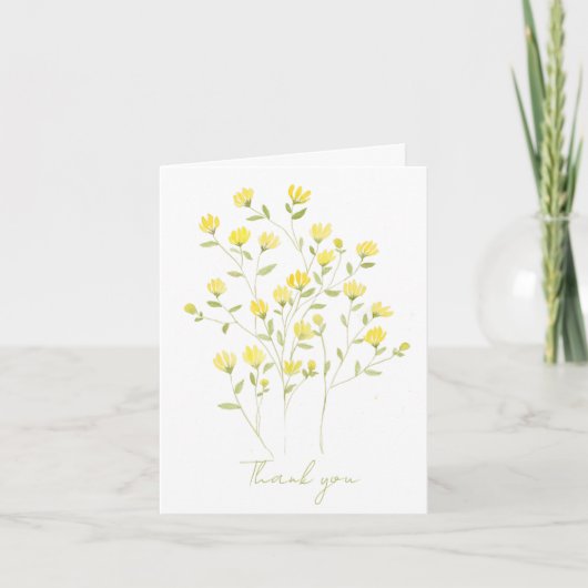 Watercolor Yellow Wildflowers ノートカード (正面)