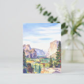 Watercolor Yosemite National Park Mountain ポストカード (スタンド正面)