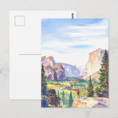 Watercolor Yosemite National Park Mountain ポストカード (正面/裏面)