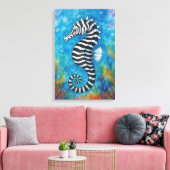 Watercolor Zebra Seahorse キャンバスプリント (インサイチュ (リビング))