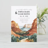 Watercolor Zion National Park Wedding Invitation 招待状 (スタンド正面)