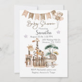 Watercolor Zoo Animals Baby Shower Invitation 招待状 (正面)