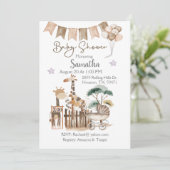 Watercolor Zoo Animals Baby Shower Invitation 招待状 (スタンド正面)