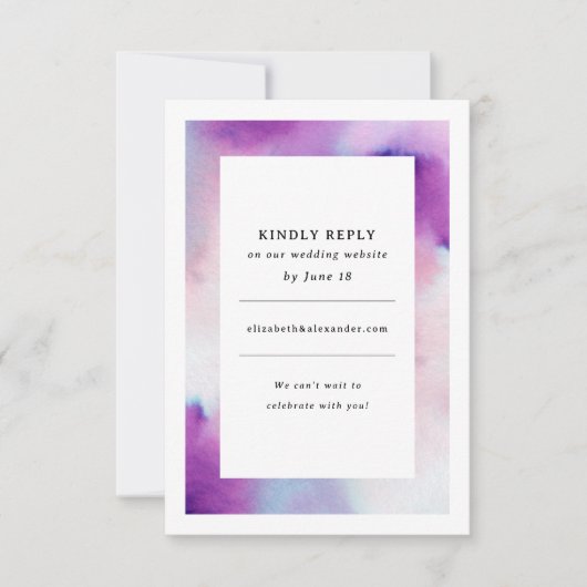 Watercolored Frame – ラベンダー招待状 出欠カード (正面)