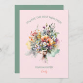 WatercolorFlowers花束お母さん 招待状 (正面/裏面)