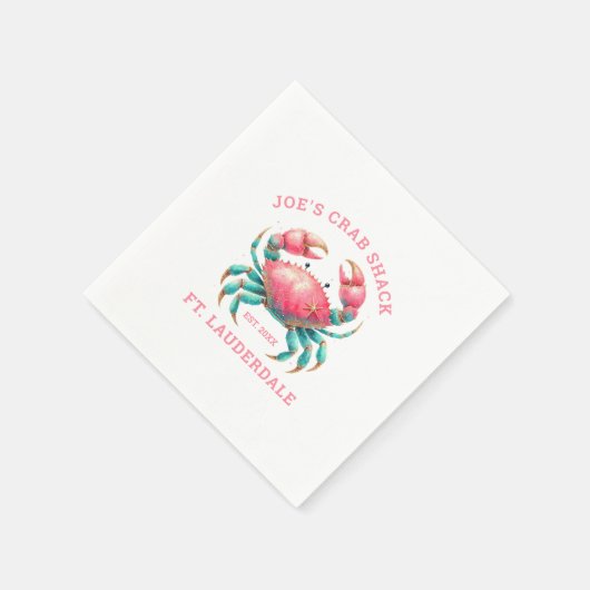 Watercolors Crab Illustration Custom Text スタンダードカクテルナプキン (角)