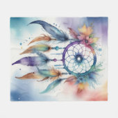 Watercolors dreamcatcher フリースブランケット (正面(横))