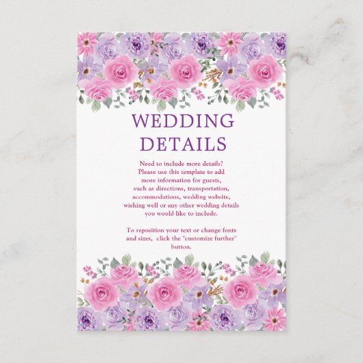 watercolors Florals Modern Botanical Wedding エンクロージャーカード (正面)