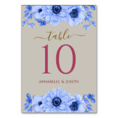 watercolors Florals Modern Botanical Wedding テーブルナンバー (裏面)