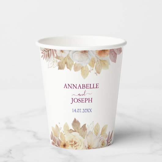 watercolors Florals Modern Botanical Wedding 紙コップ (裏面)